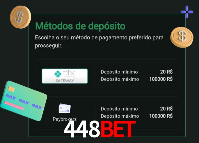 O cassino 448Bet oferece uma grande variedade de métodos de pagamento